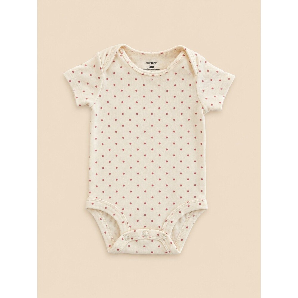 Carter’s Baby Girl Polka Dot Onesie Bodysuit 3M Pink White Short Sleeve